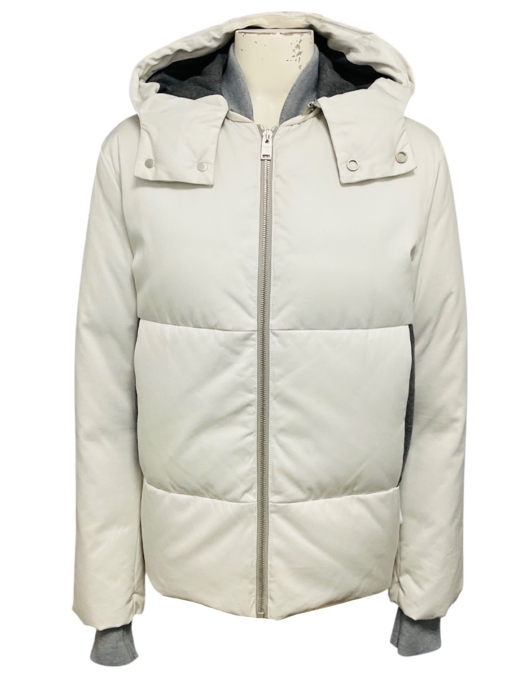BALENCIAGA WHITE HOODED PADDED PUFFER JACKET